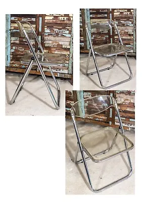 Mid Century Clear Lucite /Acylic Folding Chairs Made In Italy Set Of 3 Vintage • $600