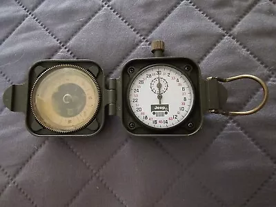 Vintage Jeep Wind Up Stop Watch & Compass Military Promotional Item • $7.05