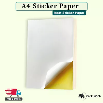 A4 Address Sheet Full White Matt Self Adhesive Sticker Paper - All Printers • $3.72