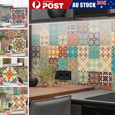 24X Waterproof Moroccan Tile Stickers Bathroom Kitchen Self-adhesive Wall Decor • $12.99