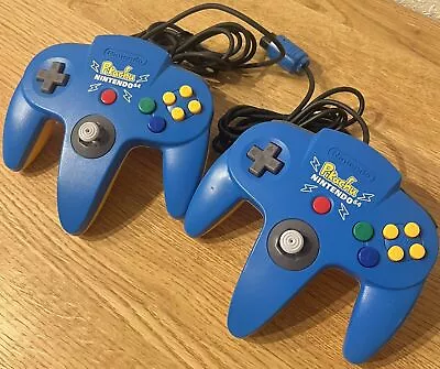 Nntendo 64 Controller Pikachu Blue Official Authentic N64 2 Set Lot Japan • $156.29