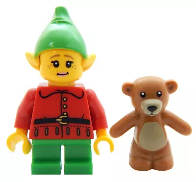 NEW LEGO CHRISTMAS ELF W/Teddy Bear Minifigure Santa Claus Minifig Female Girl • $8.99