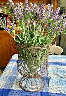 Antique Garden Urn Wirework Planter Plant Jardiniere Stand Vase Rolled Top • £135