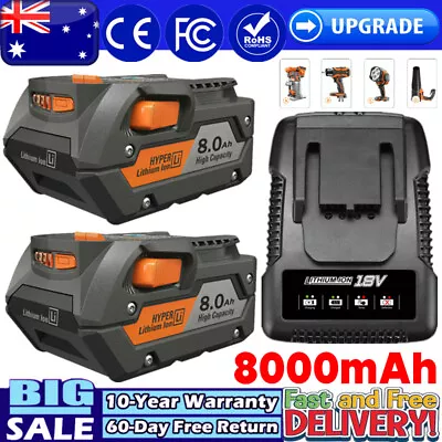 1-4x 8.0Ah 18V Battery / Charger For RIDGID AEG R840087 R840086 R840085 L1830R • $39.99