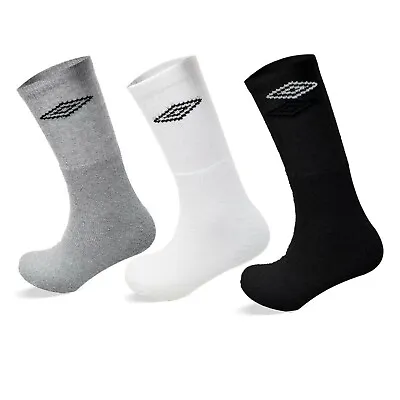 Men's Umbro Cotton Rich Sport Socks In Assorted Black & White Fit UK Size 9-12 • £12.99