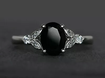 2.70Ct Oval Black Lab Created Diamond Engagement Women's 925 Silver Gift Ring • $71.04