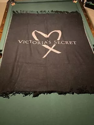 Victoria's Secret Blanket Pink Black VS Logo Couch Decoration Throw 52”× 63” • $22.99