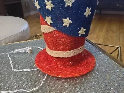  Vintage Light Up 4th Of July  Top Hat Stars And Stripes Holiday Decor Topper • $39.99