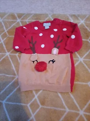 Gorgeous Baby Girls 0-3 Months Jumper Dress Christmas  • £1