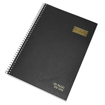 Black A4 Blank Plain Sketching Art Journal White Colour 120 Page Paper Note Book • £8.99