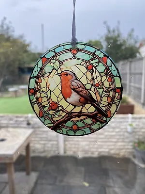 Window Hanging Decorations When Robins Appear Stained Glass Effect • £5.99
