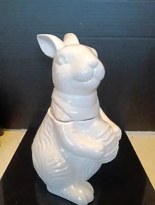 Vintage White Glazed Rabbit Easter Bunny 11” Cookie Jar. Beautiful  • $40