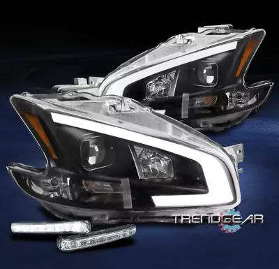 For 2009-2014 Maxima Led Tube Black Projector Headlight Lamp W/bumper Drl Lh+rh • $297.95