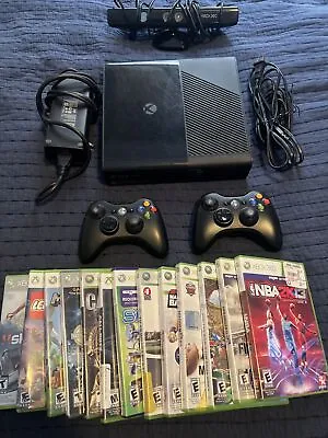 Microsoft Xbox 360E Elite 1538 Console 250GB + 13 Games - Kinect - Black - • $105