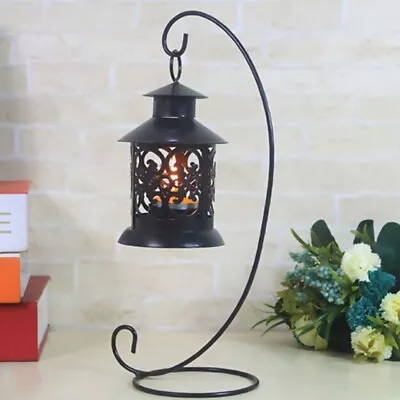 Iron Hanging Lantern Plant Stand Vase Holder Hook Garden DIY Home Office Decor • £7.45