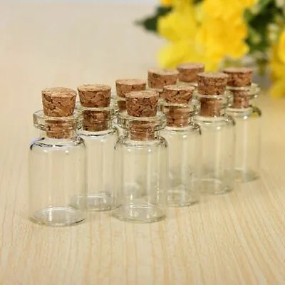 10Pcs Mini Small Clear Cork Stopper Empty Glass Bottle  Craft Jars Vials • $3.58