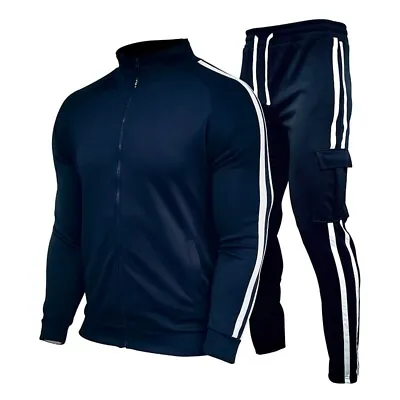 New Mens Sweat Track Suit Zip Up Comfy Joggers Pants Sportswear Gym Outdoor • $31.89