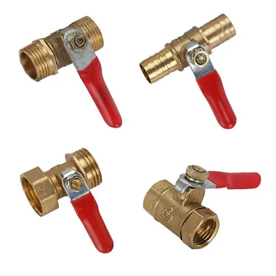 1/8'' 1/4'' 3/8 1/2'' Barb Brass Shut-off Ball Valve Water Gas Fuel Line Thread • $4.74