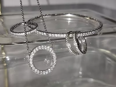 Pandora Jewellery Set: Sparkles & Hearts Necklace Earrings Bangle & Ring • $160