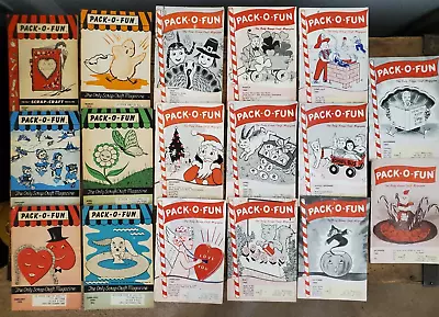 Lot Of 17 Vintage 1958-1960 Pack-O-Fun Scrap-Craft Magazines (See Description) • $14.95