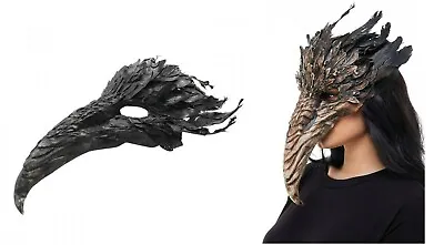 $38.95 • Buy Plague Doctor Crow Raven Bird Long Beak Eagle Fairy Devil Costume Mask Feather
