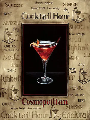 Cosmopolitan Cocktail Hour Retro Metal Sign/Plaque Man Cave Pub Bar Wall • £3.95