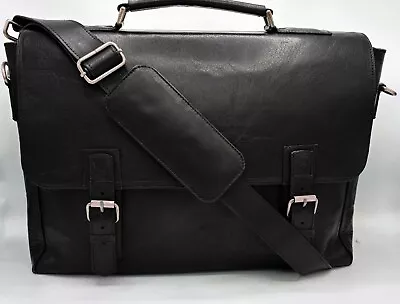 Genuine Leather Satchel Shoulder Bag Messenger Laptop Briefcase For Men - Black • £49.99