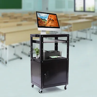 Steel AV Cart Media With Cord Multipurpose Rolling Small Office Laptop Table • $203