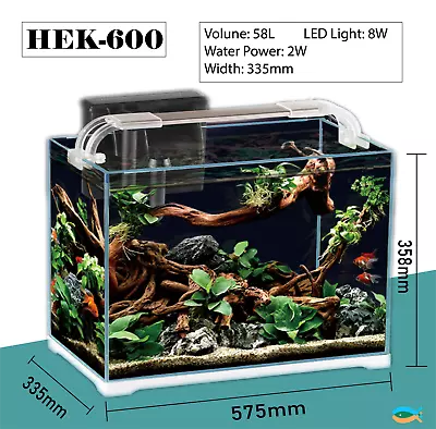 $149.90 • Buy SUNSUN HEK-600 58L Brand New Open Top Aquarium Fish Tank Complete Set 