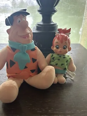 Vintage Flintstones Travel Buddies Fred & Pebbles 9  Toy Figures Days Inn 1994 • $10.99