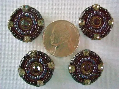 2 Hole Slider Beads Beaded Circles Black Crystal #4 • $7.75