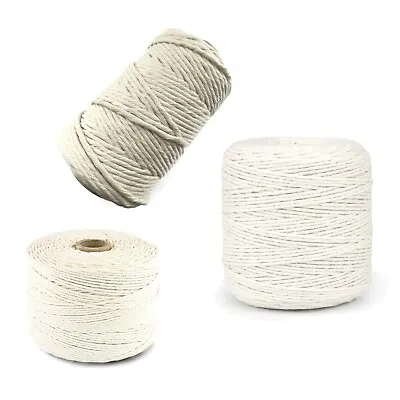 2mm 3mm 5mm Natural Craft Macramé Cotton String Artisan Thread Twisted Cord • £7.99