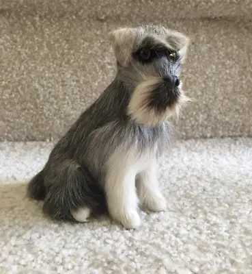 Real Fur Miniature 4 1/4  Tall Dog Schnauzer  FREE SHIPPING • $24.99