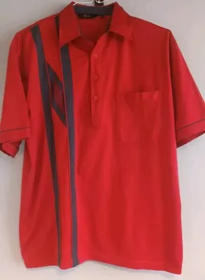 Gabicci Mens Polo Shirt Short Sleeve Red  Size Large Retro Vintage Used Pocket • £14.99