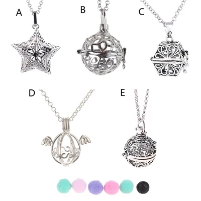$13.83 • Buy Antique Silver Necklace With Lava Stone Essential Oil Diffuser Pendant Necklace