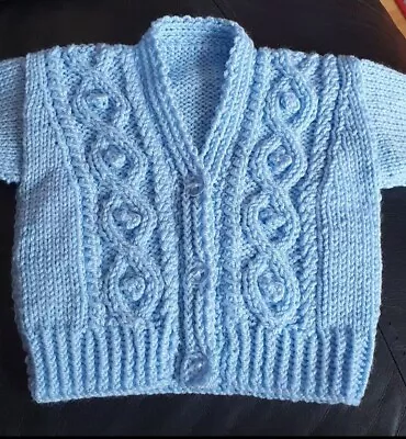 Hand Knit Baby Cardigan 0/3 Months • £7