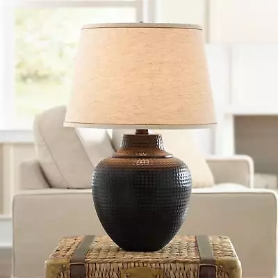 Brighton Rustic Farmhouse Table Lamp 27 1/4  Tall Bronze Hammered For Bedroom • $119.99