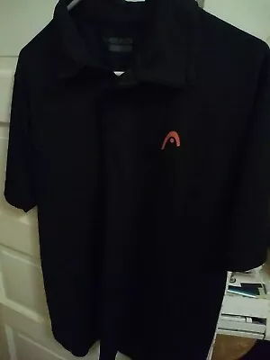 HEAD Men's Size Large Black Collar Short Sleeves Easy Care • $9.99