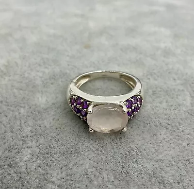 QVC 925 Sterling Silver Ring With Lilac And Pinkish Stones Designer KN Size M C3 • £19.99