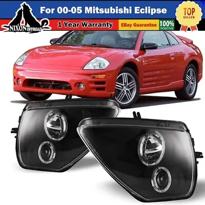 For 00-05 Mitsubishi Eclipse Dual Projector LED Halo Headlights - Black/Clear  • $149.99