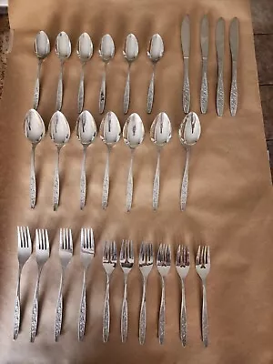 Vintage Ekco Eterna Rose Cotillion Stainless Steel Korea Flatware Mixed 27 Piece • $50