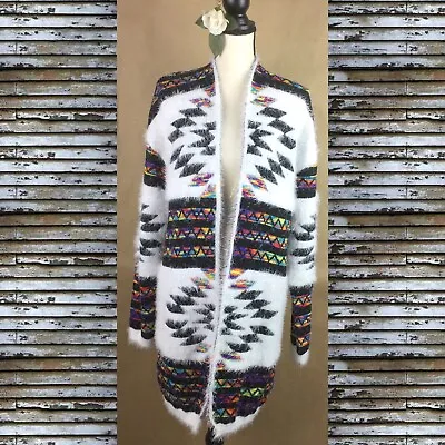 ON BLUE Open Cardigan Sweater Southwest Aztec Colorful Tribal Print Size Lg NEW! • $40.99