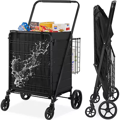 VEVOR Folding Shopping Cart Rolling Grocery Cart With Double Baskets 330 LBS • $63.99