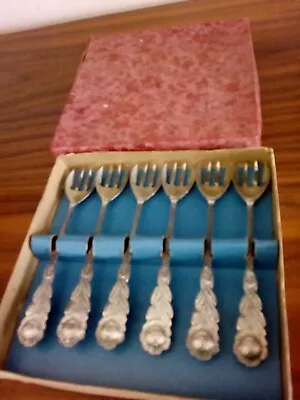 £125 • Buy Vintage Set Of 6 .800 Solid  Silver Cake/pastry Forks 5  Long - Unused 