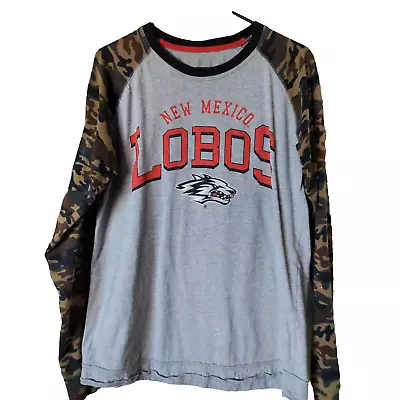 University Of New Mexico Lobos Womens LARGE Camo/Long Sleeve Logo T-Shirt (Flaw) • $13.99