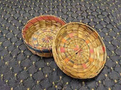 Antique Passamaquoddy Maine Native American Sweetgrass Splint Colorful Trinke... • $50