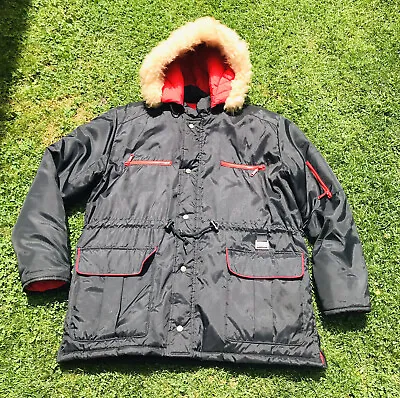 Vintage Yamaha Maxim Wear Black Red Winter Snowmobile Parka Coat Jacket Mens XL • $69.95
