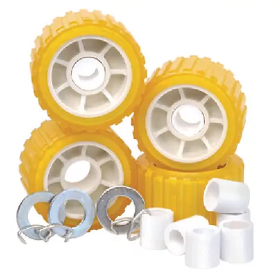 $79.99 • Buy Tie Down 86144 Boat Trailer Amber/Yellow Poly Ribbed Wobble Roller Kit 5 