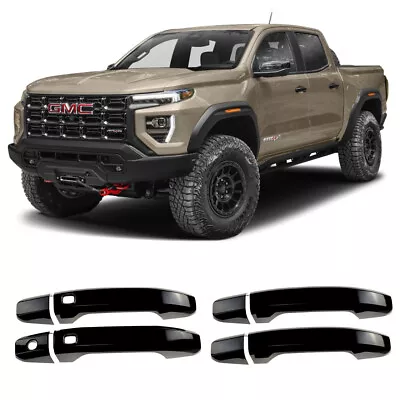 2023-2024 Chevy Colorado GMC Canyon GLOSS BLACK 4Dr Handle Covers W/ Front SMK • $29.99