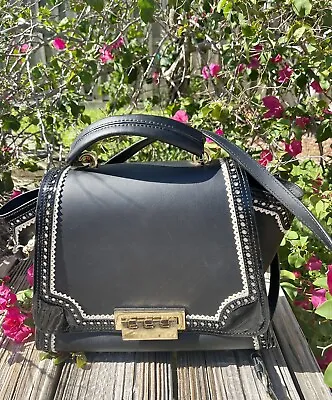 $49.99 • Buy ZAC POSEN Black Iconic Handbag Purse Eartha Leather Top Handle Crossbody